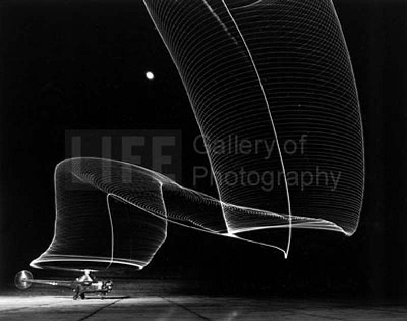 Andreas Feininger, Navy Helicopter or Pattern Made by Helicopter Wing Lights, 1949
Silver Gelatin Print, 16 x 20 inches