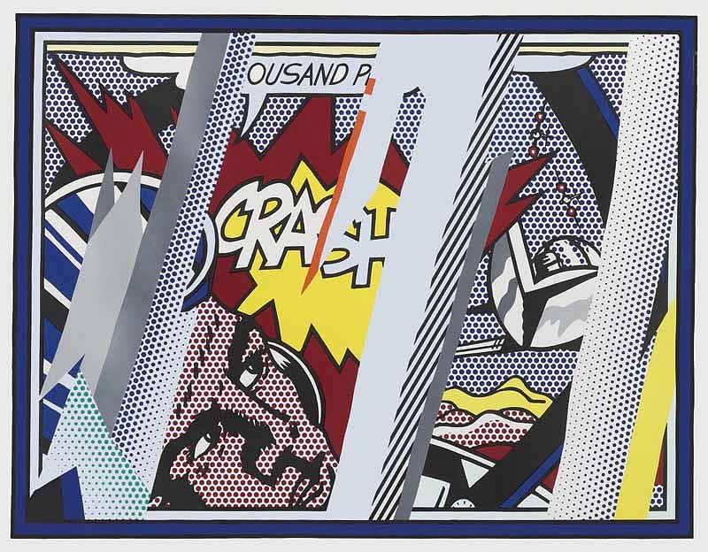 Roy Lichtenstein, Reflections on Crash, 1990
Lithograph, Screenprint, Relief and Metalized PVC Collage, 59 1/8 x 75 inches