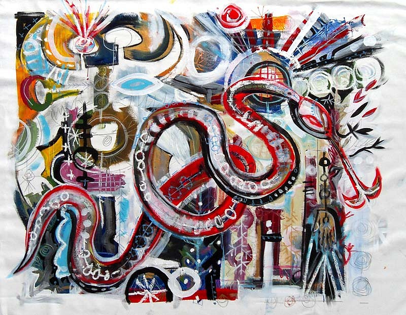 Mark T. Smith, Snake Oil Map, 2010
Mixed Media on Canvas, 36 x 48 inches