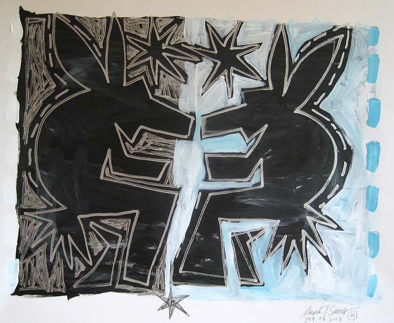 Mark T. Smith, Share (Nighttime & Daytime Rabbits), 2009
Mixed Media on Paper, 24 x 20 inches