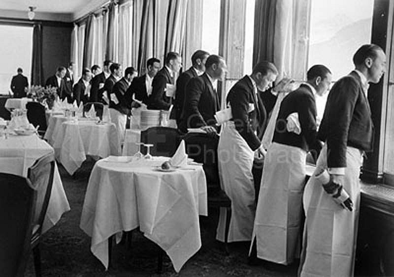 Alfred Eisenstaedt, Waiters Watching Sonya Henie Skate, St. Moritz, 1932
Silver Gelatin Print, 16 x 20 inches