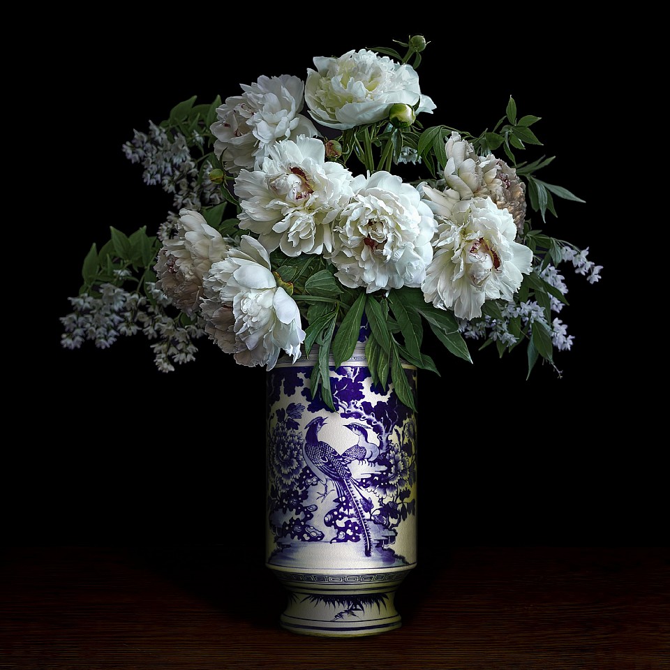 T.M. Glass, Peonies in a Blue and White Chinese Peacock Vase, 2021
Archival Pigment Print Mounted on Dibond, 52 x 52 in.