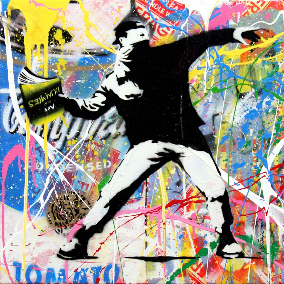 Mr. Brainwash, Banksy Thrower (9), 2015
Stencil and Mixed Media on Canvas, 22 x 22 in.