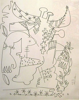 Work:&nbsp;Mark T. Smith Bull Wire Sculpture (Black and White Drawing)