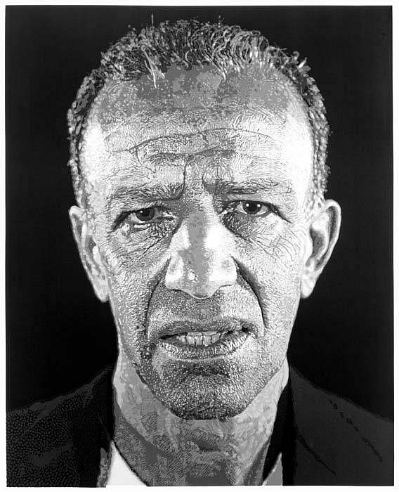 Chuck Close, Alex/Reduction Print (Single), 1993
Screenprint from Reductino Carved Linoleum, 79 3/8 x 60 3/8 inches