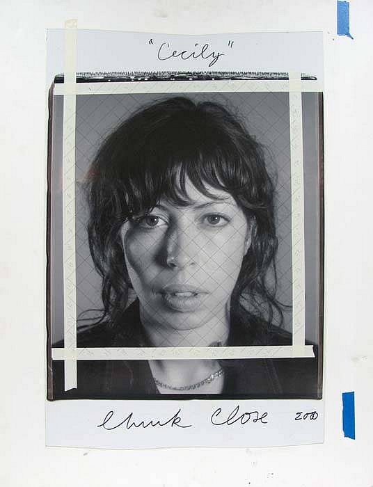 Chuck Close, Cecily, 2000
Black and White Polaroid Mounted to Foam Core with Tape and Ink, 39 7/8 x 29 7/8 inches