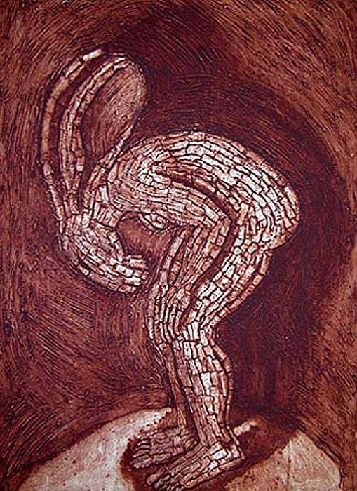 Sophie Ryder, Bending Figure, 2002
Collograph Printed in Colors, 42 1/4 x 29 1/2 inches