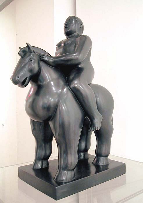 Fernando Botero, Uomo a cavallo
Bronze Sculpture, 16 7/8 x 6 3/4 x 16 7/8 inches