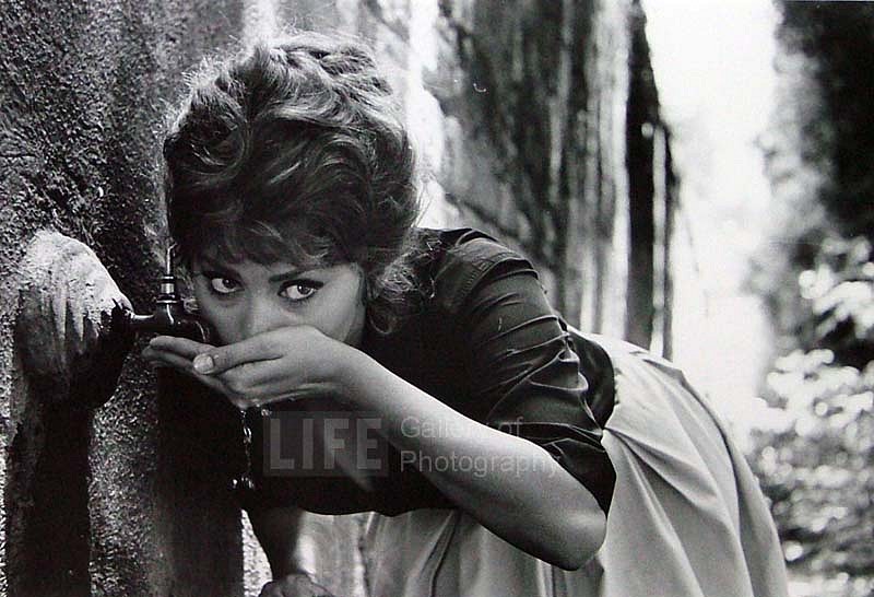 Alfred Eisenstaedt, Actress Sophia Loren Drinking Water from a Spigot, Italy, 1961
Vintage Silver Gelatin Print, 8 x 11 inches