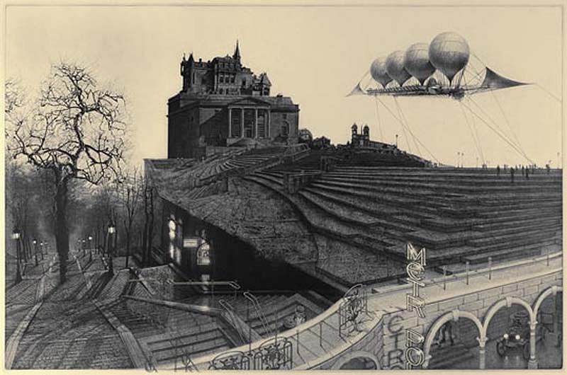 Peter Milton, Hidden Cities II: Embarkation of Cythera, 2004
Resist Ground Etching and Engraving, 24 x 37 inches