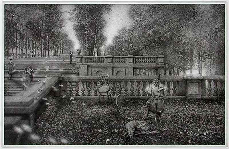 Peter Milton, Points of Departure IV: Pavane, 1999
Resist Ground Etching and Engraving, 18 x 28 inches