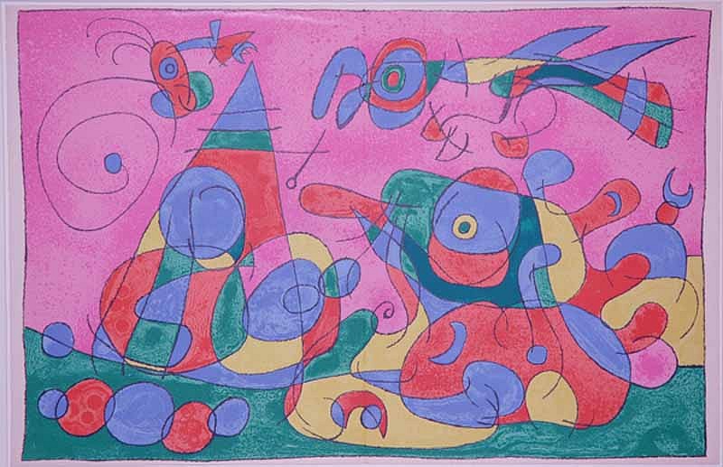 Joan Miró, IX. Ubu Roi: Le Trésor et la Mère Ubu, 1966
Lithograph, 16 1/2 x 25 3/8 inches