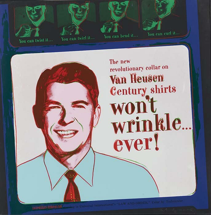 Andy Warhol, Van Heusen (Ronald Reagan), 1985
Screenprint on Lenox Museum Board, 38 x 38 inches