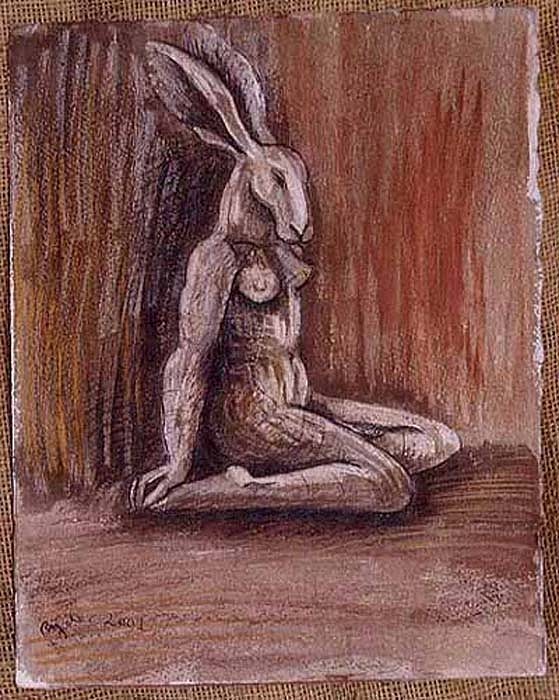 Sophie Ryder, Sitting Lady-Hare, 2001
Pencil, Oil, Pastel, Watercolor, Ink and Charcoal on Printing Paper, 11 x 9 inches