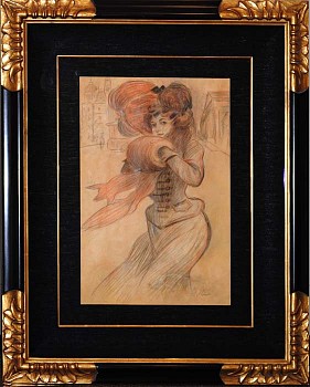 Paul César Helleu - Paul César Helleu Parisienne Street Scene