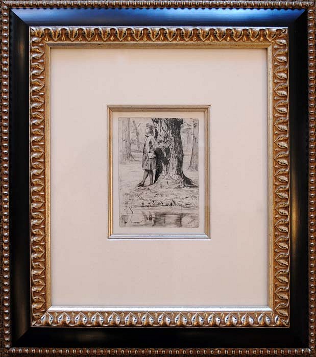 James Whistler, Seymour Standing Under a Tree, ca. 1859
Etching with Drypoint Printed on Thin Laid Paper, 5 1/2 x 3 7/8 inches