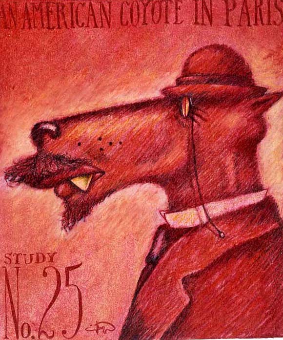 Markus Pierson, Red Lautrec - American Coyote in Paris #25
Original Drawing, 19 x 17 1/2 inches
