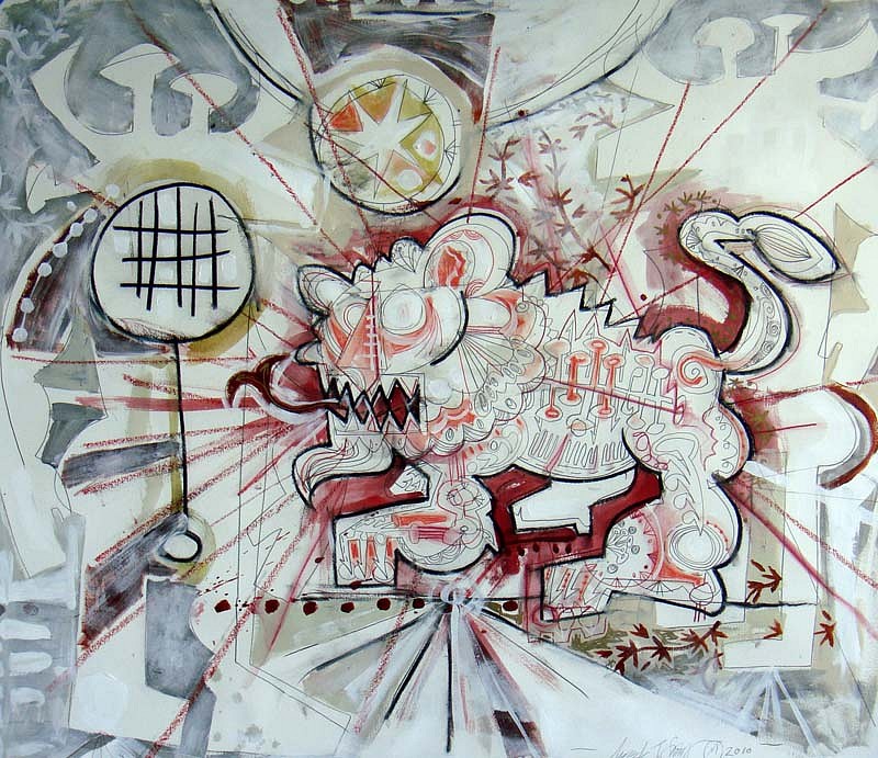 Mark T. Smith, Lion and Bull Flag, 2010
Mixed Media on Paper, 43 x 51 inches