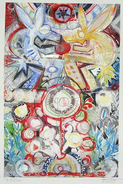 Mark T. Smith, Two Rabbits Kissing in the Garden, 2010
Mixed Media on Paper, 55 x 30 inches