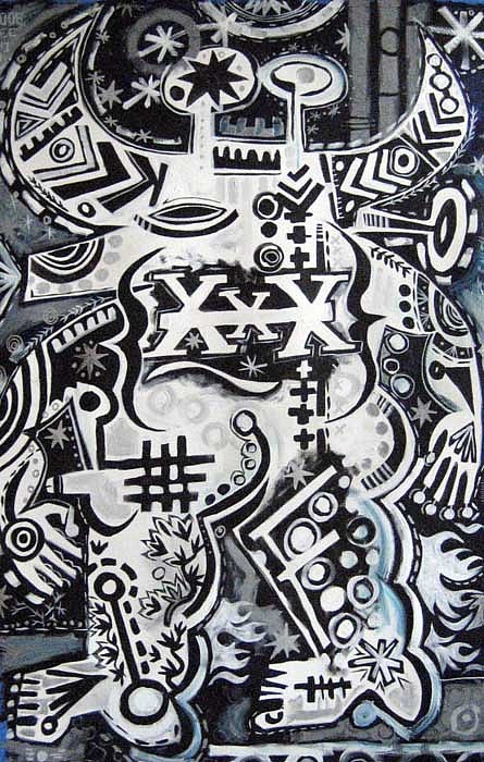 Mark T. Smith, Bull XXX, Black & White, 2008
Mixed Media on Canvas, 57 x 36 3/4 inches