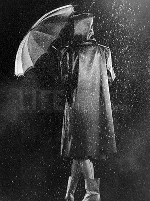 Gjon Mili, Fashion Shot of Model in Raincoat Holding Umbrella, 1943
Silver Gelatin Print, 16 x 20 inches