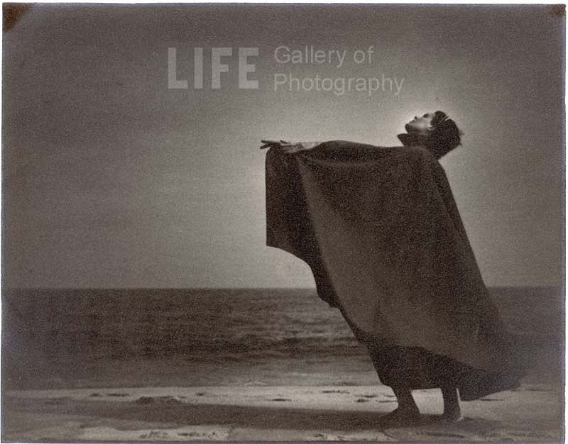 Gjon Mili, Dark Moody Dancer on Beach from Anita John School, 1936
Vintage Silver Gelatin Print, 8 7/8 x 6 7/8 inches