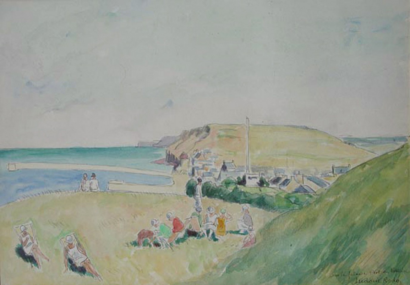 Ludovic-Rodo Pissarro, Sur la Falaise Port en Bessin
Original Watercolor, 10 1/4 x 14 1/2 inches