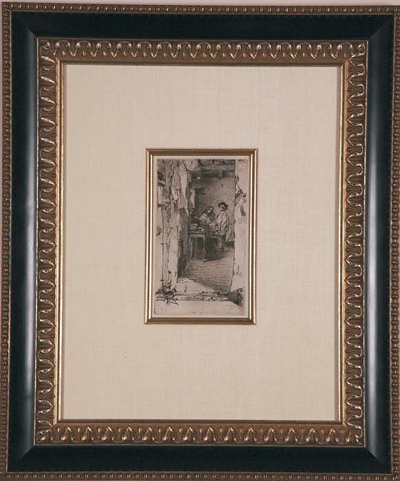 James Whistler, The Rag Gatherers, ca. 1877
Etching Printed on Thin Laid Paper, 6 x 3 1/2 inches
