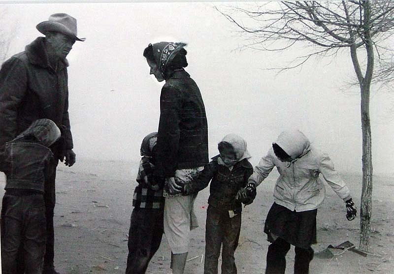 Margaret Bourke-White, Farmer Art Blooding with Family Battling "Dust Bowl" Winds, 1954
Vintage Silver Gelatin Print, 9 1/2 x 13 inches