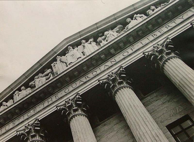 Margaret Bourke-White, View of Columns and Sculpted Frieze, Entrace of US Supreme Court Building, 1937
Vintage Silver Gelatin Print, 10 1/8 x 13 1/2 inches