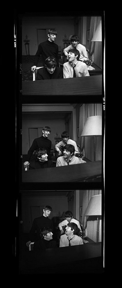Harry Benson, Beatles Composing Times Three, George V Hotel, Paris, 1964
Archival Pigment Print, 51 1/2 x 26 1/2 inches