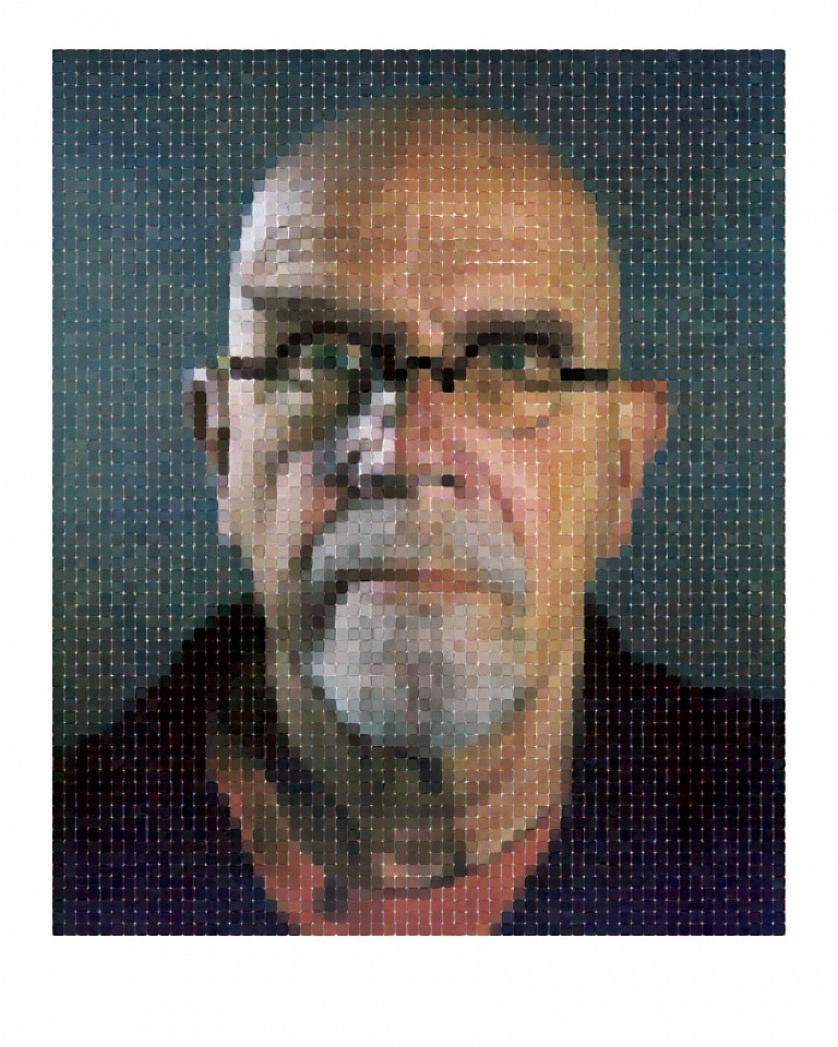 Chuck Close, Self-Portrait (Pink T-shirt), 2013
Watercolor Print, 75 x 60 inches