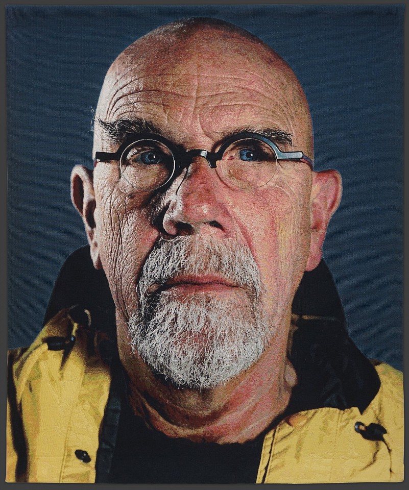 Chuck Close, Self-Portrait (Yellow Raincoat), 2013
Jacquard Tapestry, 93 x 76 inches