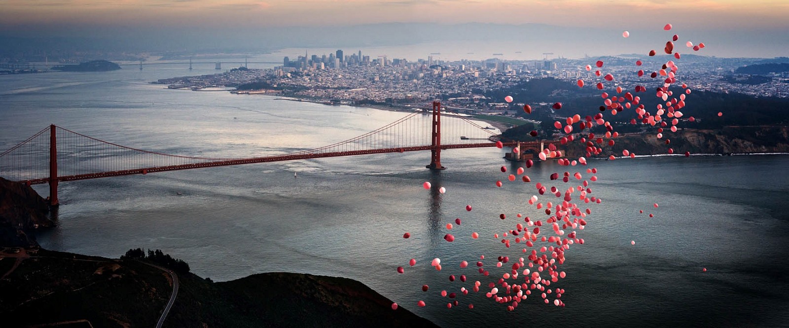 David Drebin, Balloons over San Francisco , 2016
Digital C Print, 30 x 72 inches Also available in 20 x 48 inches and 40 x 96 inches