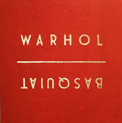 Cayla Birk ., Over Series: WARHOL • BASQUIAT, 2017
Acrylic, 3D Paint, and Gold Leaf on Canvas