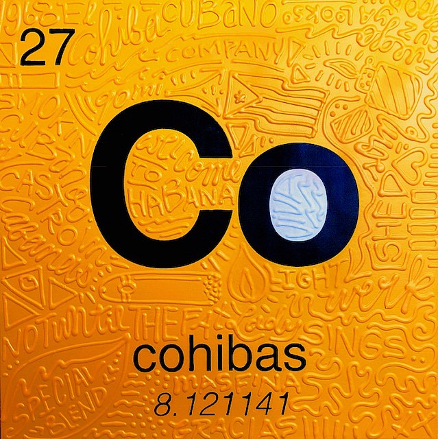 Cayla Birk., Periodic Table of Relevance Series: COHIBAS, 2018
24 x 24 inches