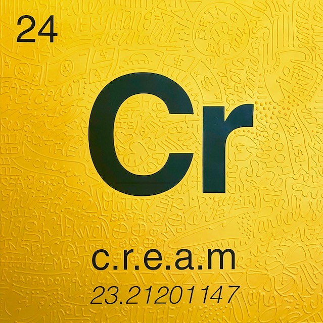 Cayla Birk., Periodic Table of Relevance Series: C.R.E.A.M., 2018
36 x 36 inches