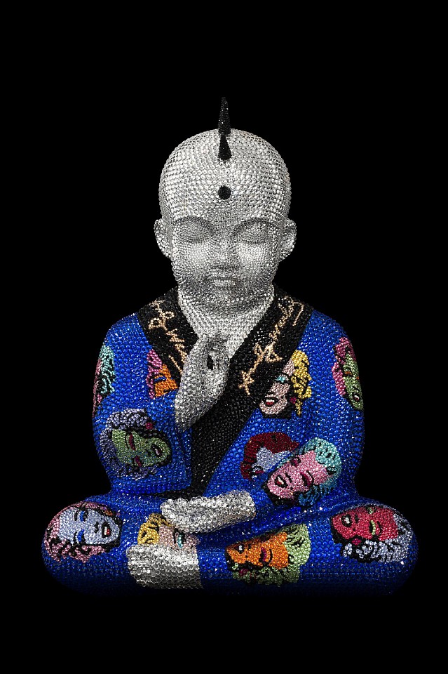 Metis  Atash, MARILYN IN MAJESTIC BLUE FEAT, 2021
Fiberglass, Acrylic Paint, Swarovski Crystals
