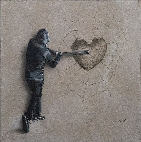 Hijack, Beating Heart, 2021
Mixed Media on Cement, 36 x 36 in.