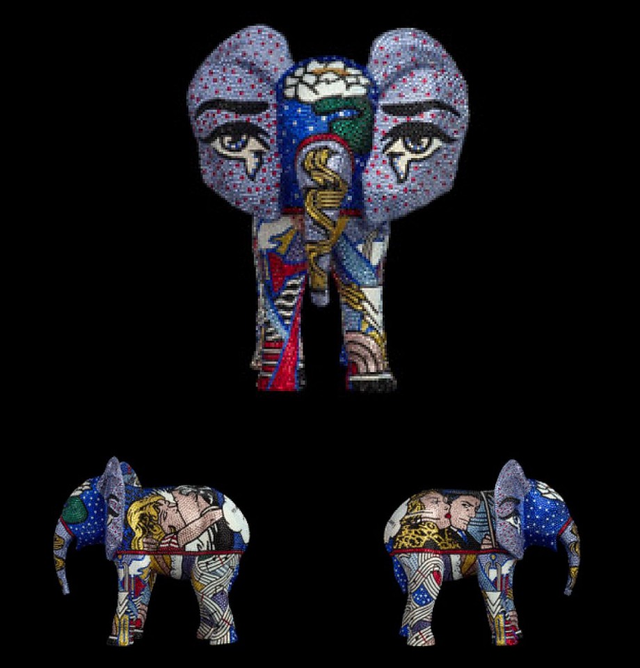 Metis  Atash, ELEPHANT ""To the Moon and Back"", 2021
Fiberglass, Acrylic Paint & Swarovski Crystals, 14 x 13 x 16 in.
