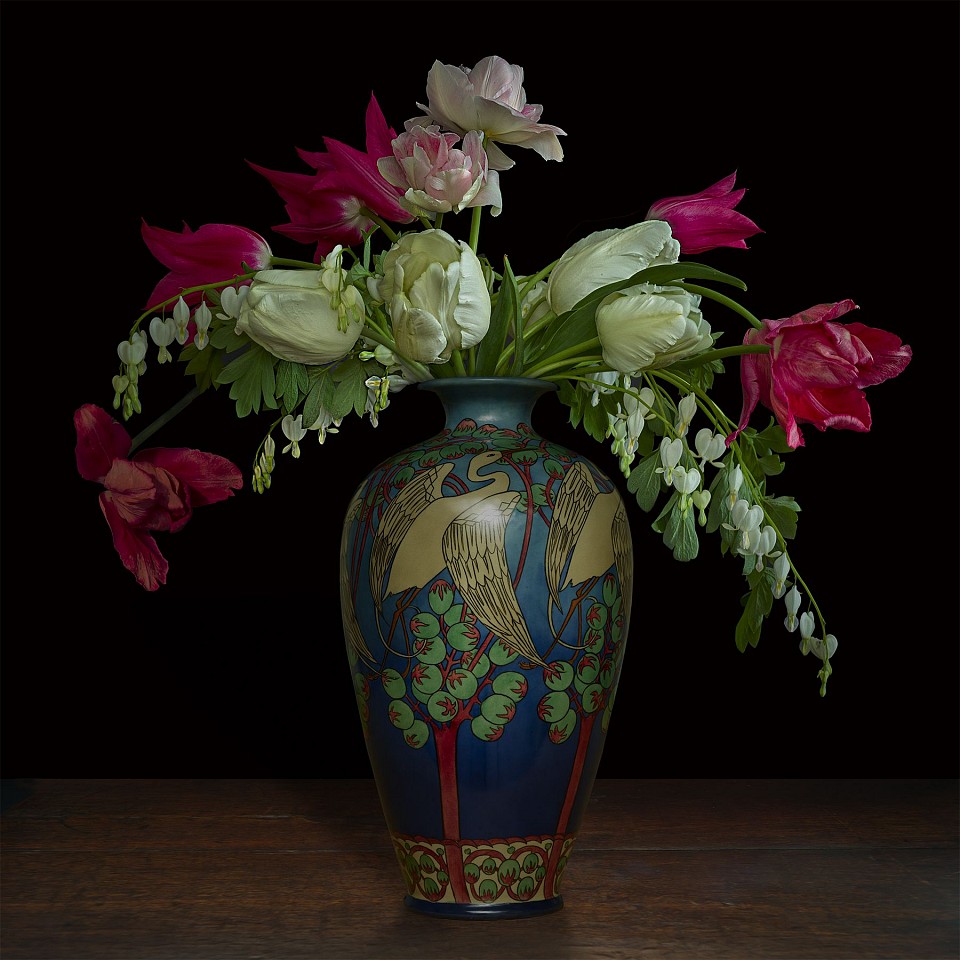 T.M. Glass, Tulips and Bleeding Hearts in a Japanese Vase, 2018
Archival Pigment Print Mounted on Dibond, 42 x 42 in.
