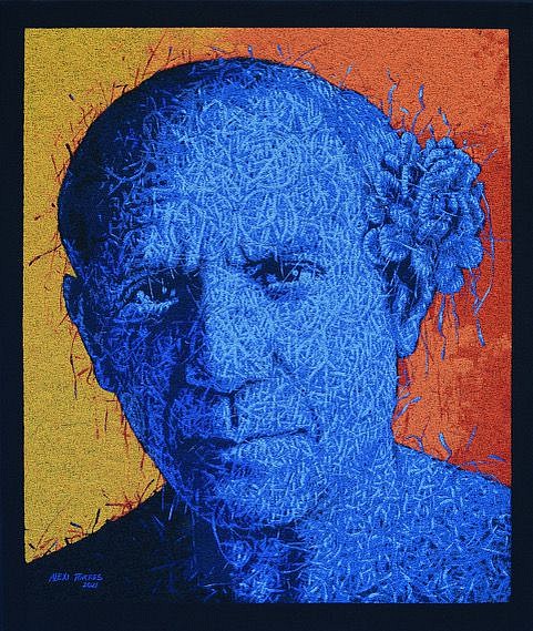 Alexi Torres, Blue Picasso, 2021
Thread on Black Canvas, 30 x 25 in.