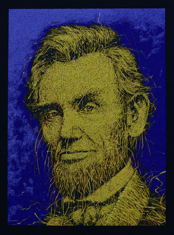 Alexi Torres, Honest Abe, 2022
Thread on Black Canvas, 31 x 23 in.