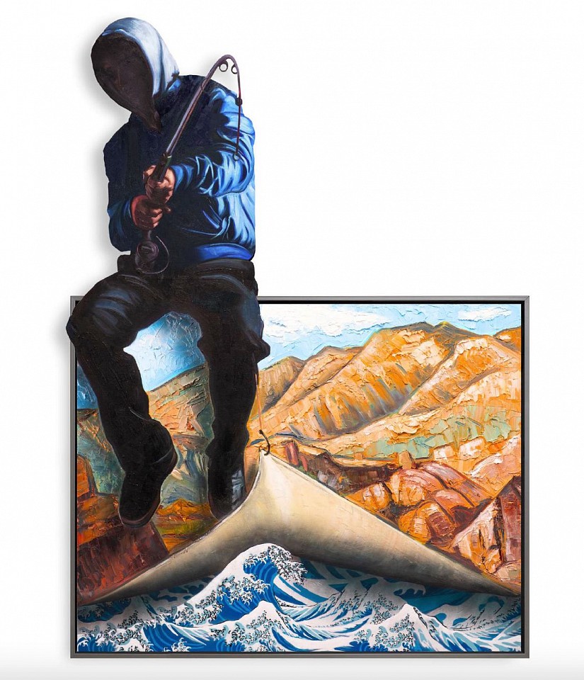 Hijack, Catching Waves, 2023
Acrylic, Oil, and Spray Paint on Woodcut, 70 x 50 in.