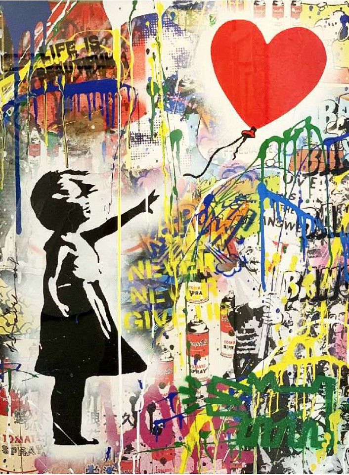 Mr. Brainwash, Balloon Girl, 2018
Silkscreen and Mixed Media on Paper, 30 x 22 1/2 in.