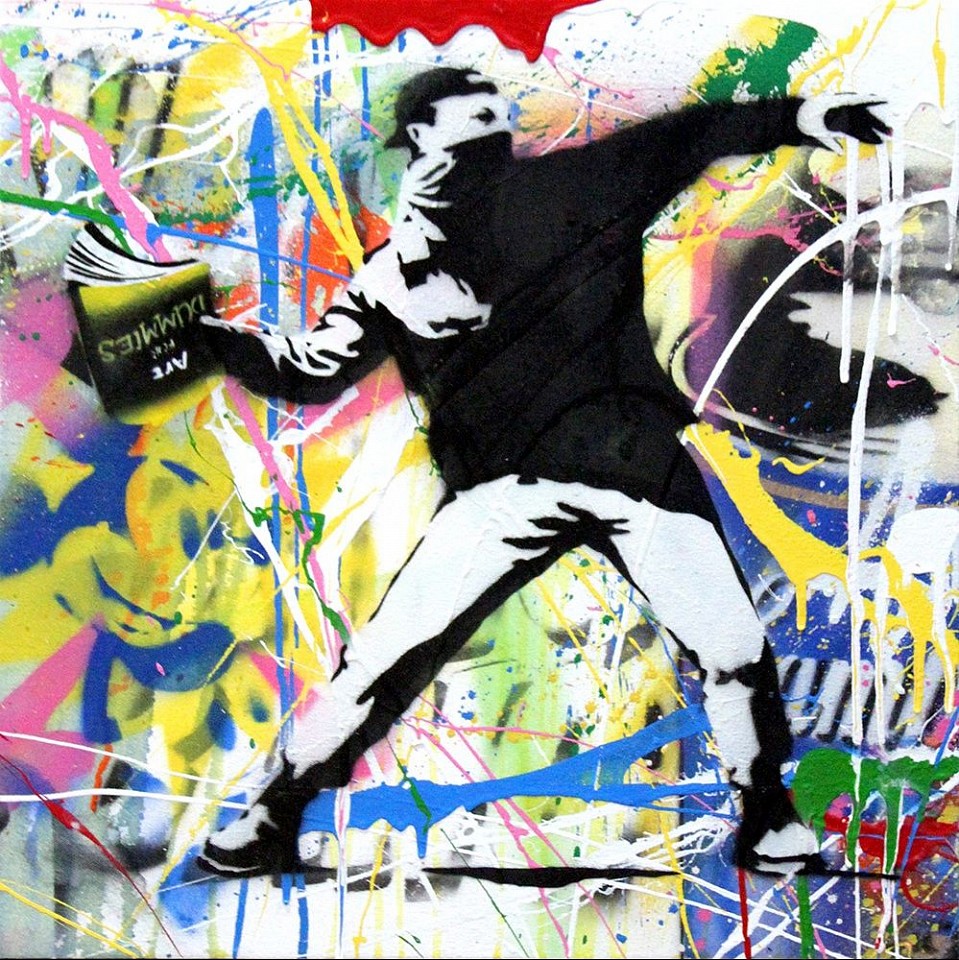 Mr. Brainwash, Banksy Thrower (17), 2015
Stencil and Mixed Media on Canvas, 22 x 22 in.