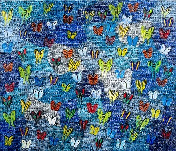 Hunt Slonem -&nbsp;Hunt Slonem Guardians & Butterflies in Blue