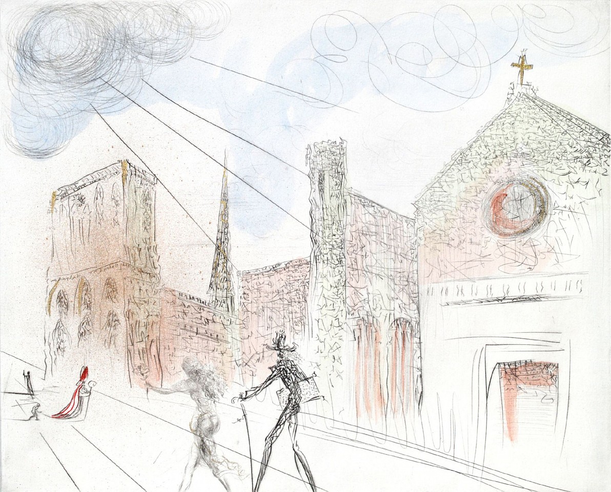 Salvador Dali, Individual Notre Dame, 1969
Hand Colored Copper Etching on Arches, 20 x 25 in.