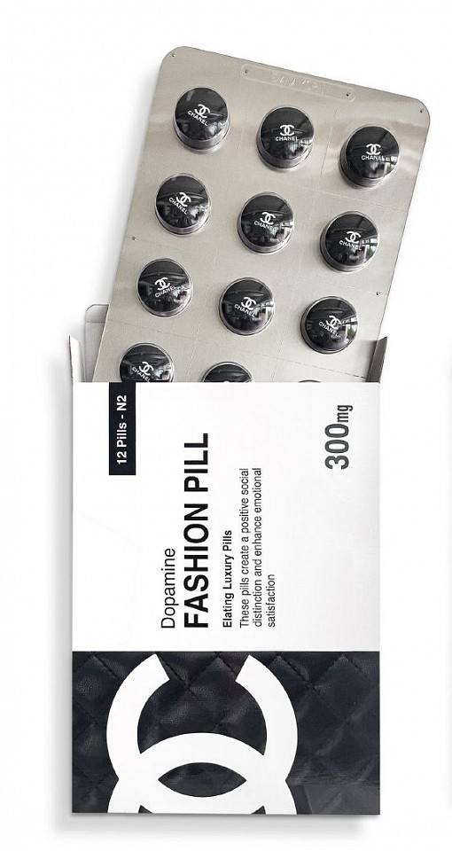 Diana Korn, Pop Fashion Pill - Chanel, 2025
Mixed Media Wall Sculpture, 63 x 24 1/4 x 5 9/10 in.