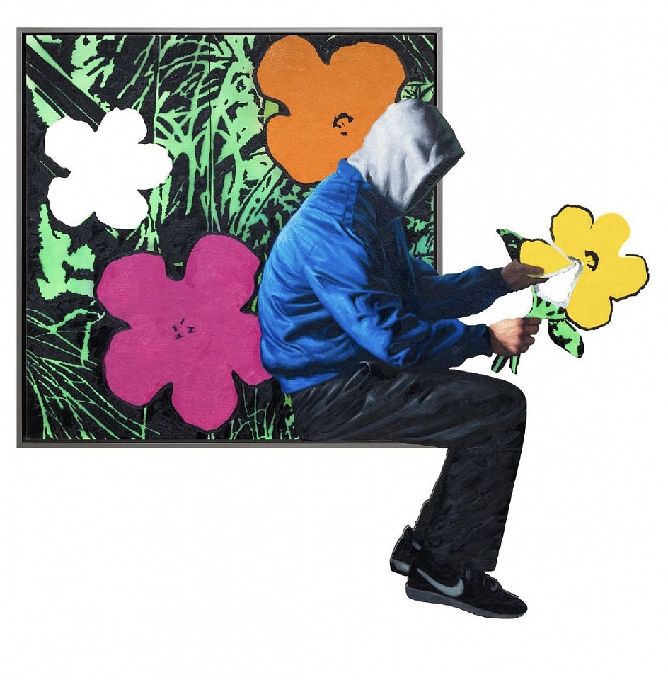 Hijack, They Love Me, They Love Me Not, 2025
Original Acrylic, Oil, and Spray Paint on Woodcut, 56 x 60 in.